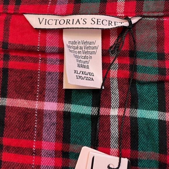 Victoria's Secret Plaid Button Sleepwear Top Women XL Red Short Sleeve NWT - Picture 4 of 7